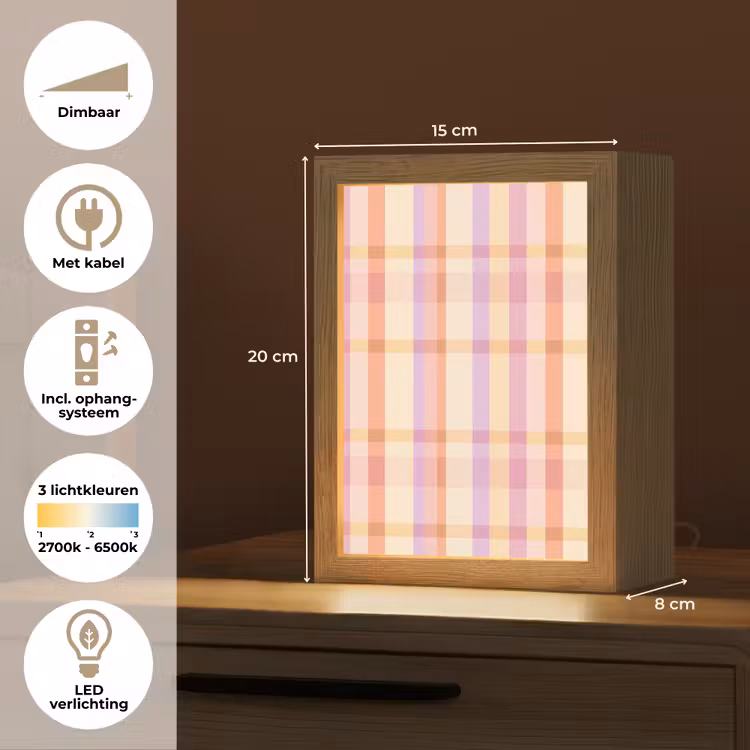 Pastel - uitpatroon - Geometrisch Light Box met kabel (Tafellamp) klein 925 -USP_NL