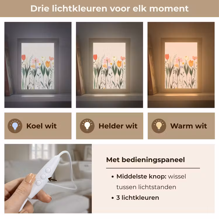 Pasteltinten - Bloemen - Illustratie Light Box met kabel (Tafellamp) klein -USP_lichtkleurNL