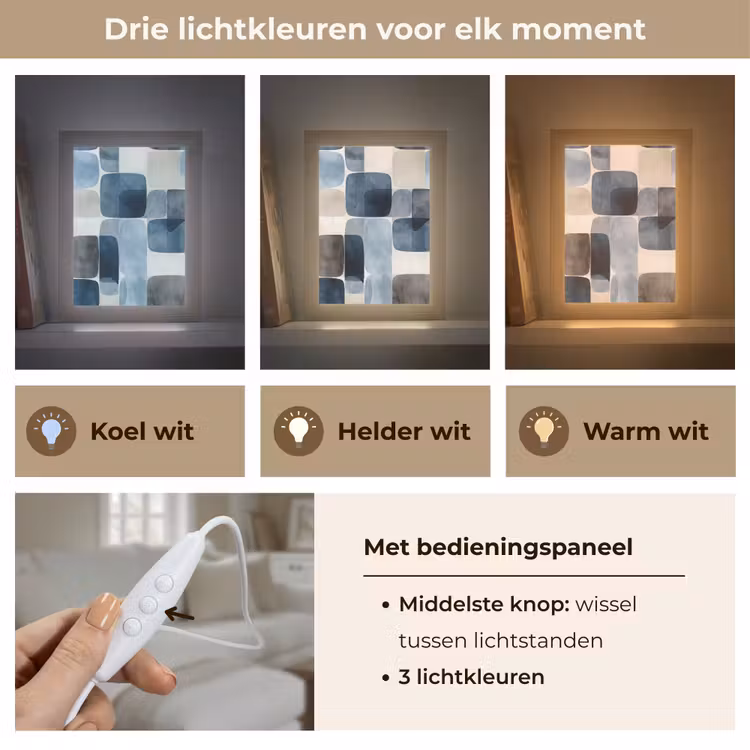 Patroon - Blauw - Vierkanten Light Box met kabel (Tafellamp) klein -USP_lichtkleurNL