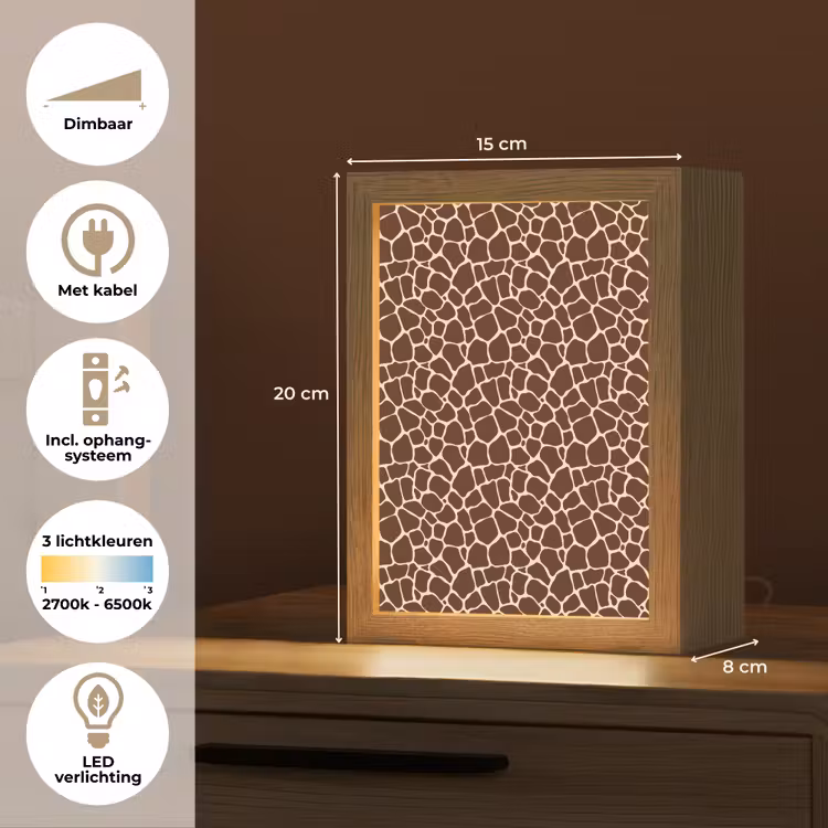 Patroon - Giraf - Bruin Light Box met kabel (Tafellamp) klein 925 -USP_NL