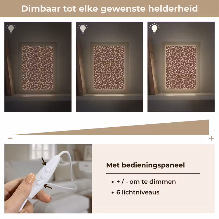 Patroon - Giraf - Bruin Light Box met kabel (Tafellamp) klein 925 -USP_dimbaarNL