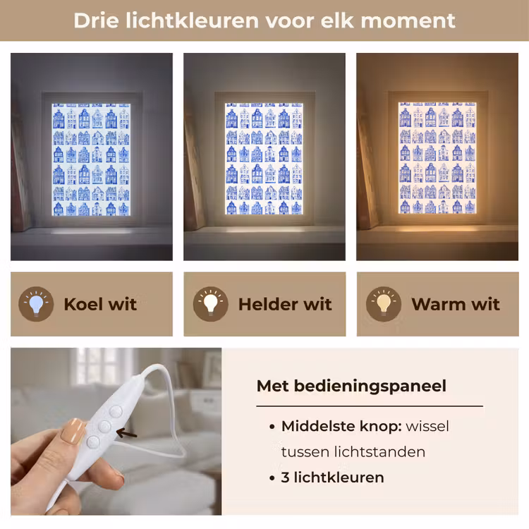 Patroon - Huizen - Blauw Light Box met kabel (Tafellamp) klein 925 -USP_lichtkleurNL