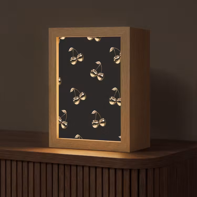 Patroon - Kersen - Goud - Chrome Light Box met kabel (Tafellamp) klein -z3d_website