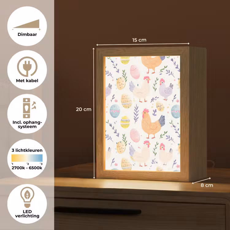 Patroon - Kip - Paaseieren Light Box met kabel (Tafellamp) klein -USP_NL