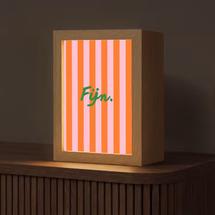 Patroon - Oranje - Fijn - Strepen Light Box met kabel (Tafellamp) klein -z3d_website