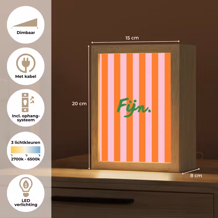 Patroon - Oranje - Fijn - Strepen Light Box met kabel (Tafellamp) klein -USP_NL