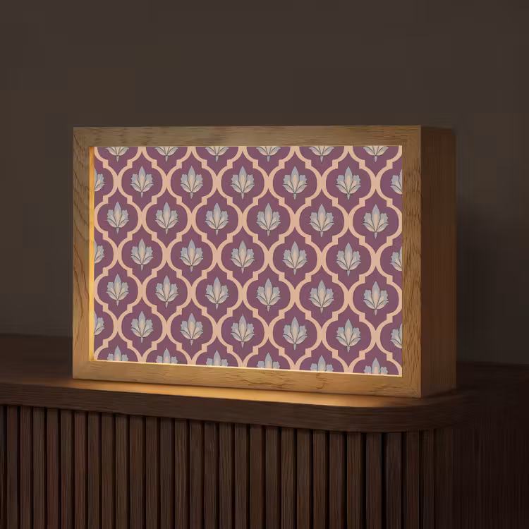 Patroon - Paars - Bloem Light Box met kabel (Tafellamp) klein -z3d_website