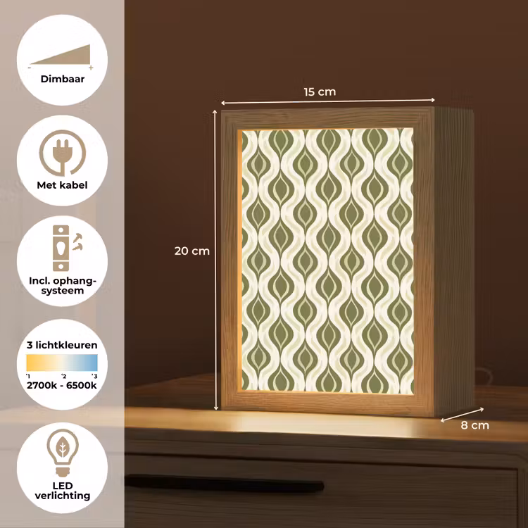 Patroon - Retro - Groen Light Box met kabel (Tafellamp) klein 925 -USP_NL
