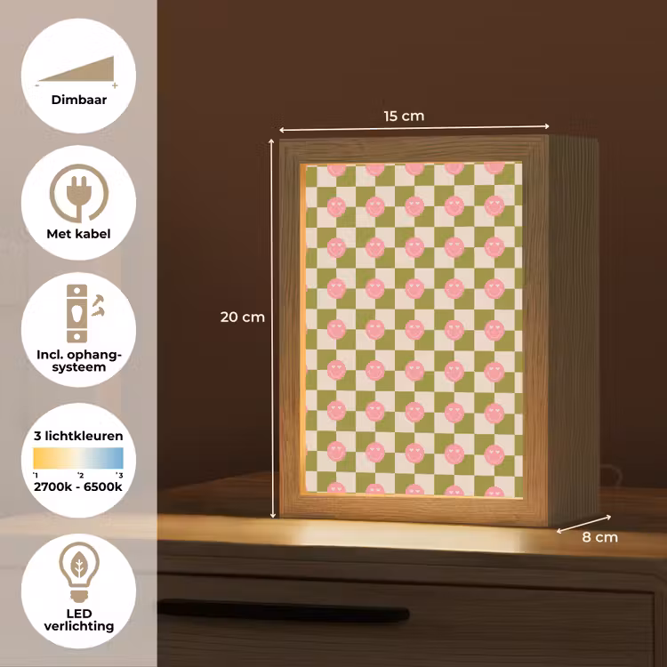 Patroon - Smileys - Blokken Light Box met kabel (Tafellamp) klein 925 -USP_NL