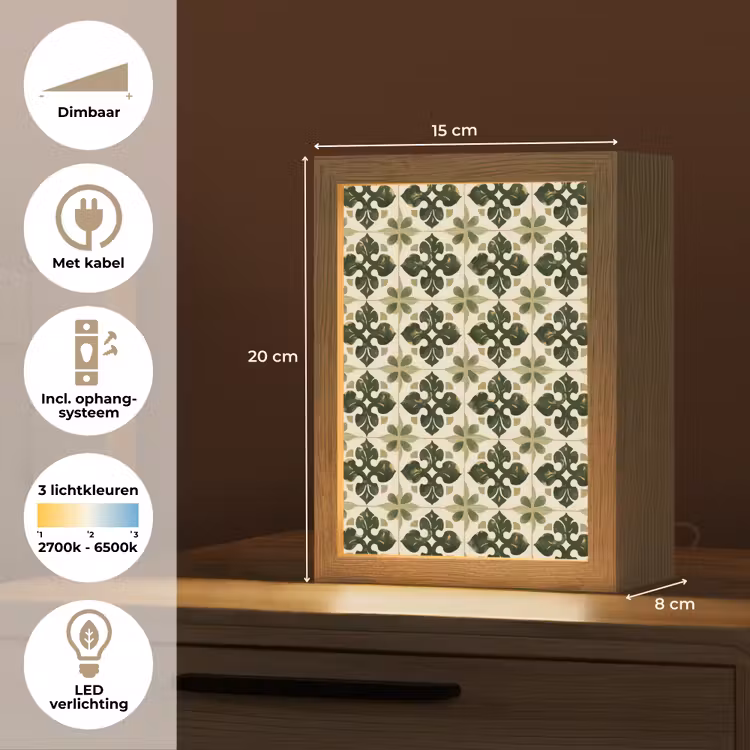 Patroon - Tegel - Groen Light Box met kabel (Tafellamp) klein 925 -USP_NL