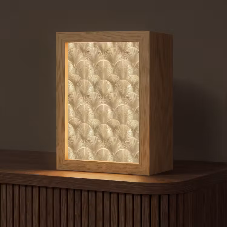 Patroon - Waaier -  Goud Light Box met kabel (Tafellamp) klein 925 -z3d_website