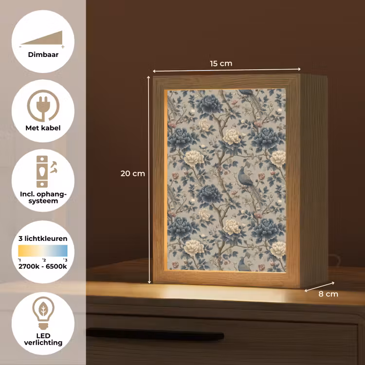 Pauw - Bloemen - Blauw Light Box met kabel (Tafellamp) klein 925 -USP_NL