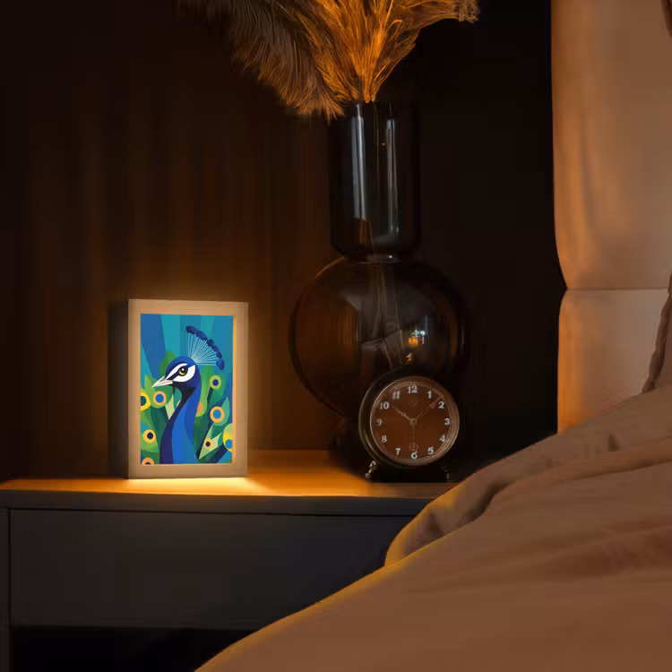 Pauw - Cirkels - Blauw Light Box met kabel (Tafellamp) klein -sfeer1