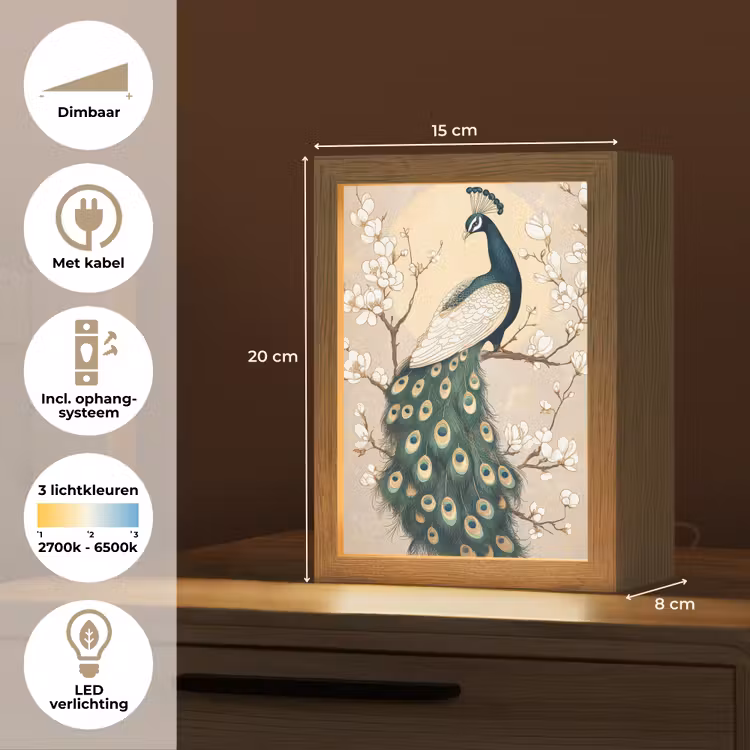 Pauw - Tak - Bloemen Light Box met kabel (Tafellamp) klein -USP_NL
