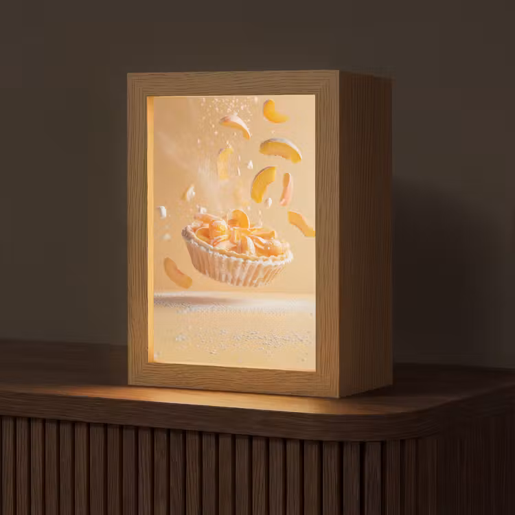 Peach - Eten - Taart - Oranje Light Box met kabel (Tafellamp) klein -z3d_website