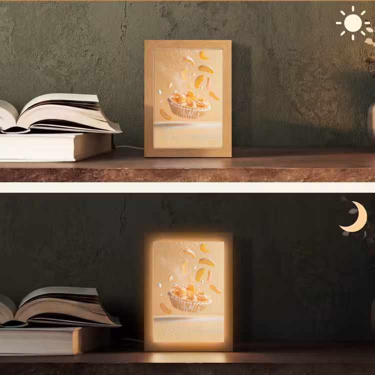Peach - Eten - Taart - Oranje Light Box met kabel (Tafellamp) klein -sfeer3