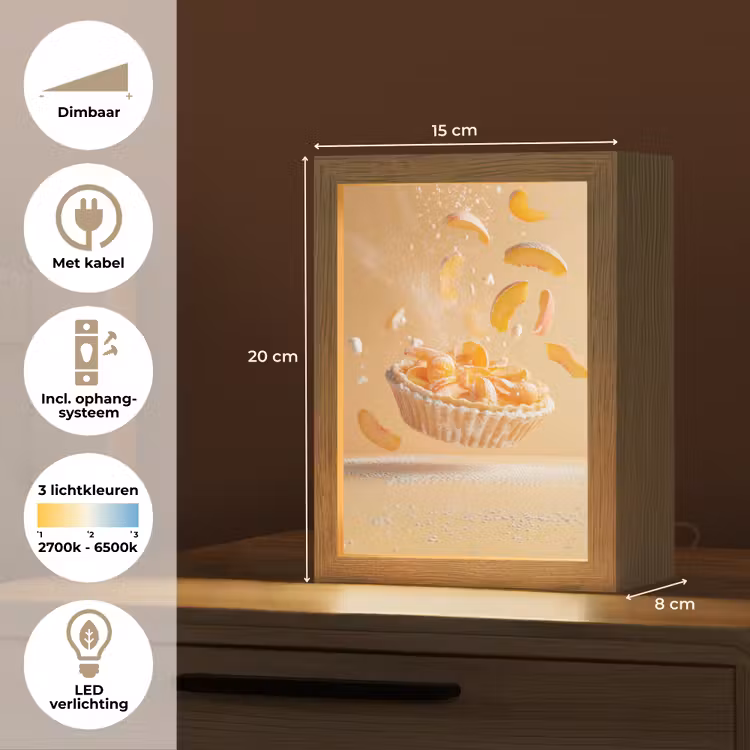 Peach - Eten - Taart - Oranje Light Box met kabel (Tafellamp) klein -USP_NL