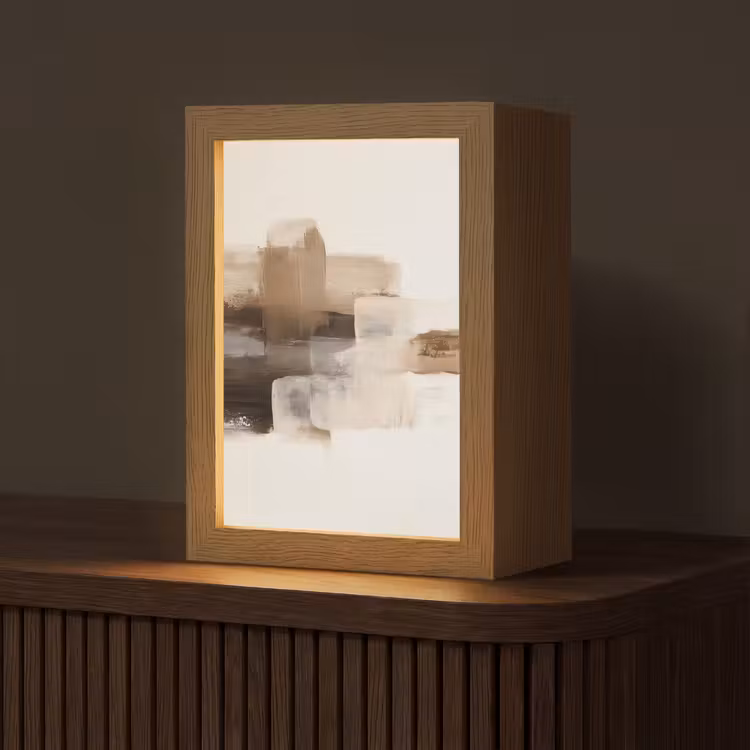 Penseelstreken - Abstract landschap - Rust Light Box met kabel (Tafellamp) klein -z3d_website