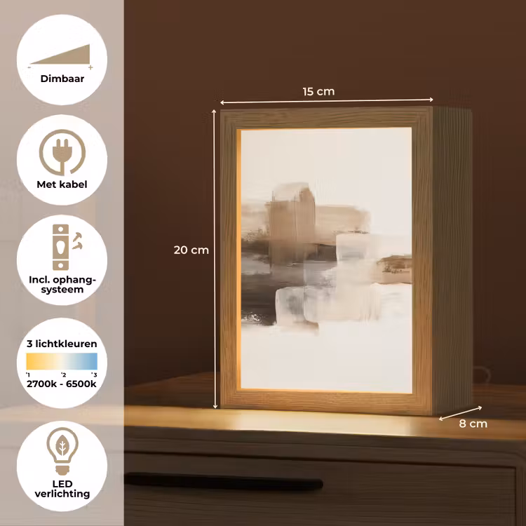 Penseelstreken - Abstract landschap - Rust Light Box met kabel (Tafellamp) klein -USP_NL