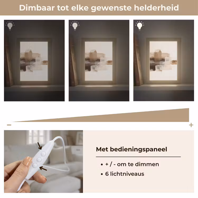 Penseelstreken - Abstract landschap - Rust Light Box met kabel (Tafellamp) klein -USP_dimbaarNL