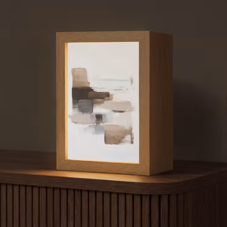 Penseelstreken - Balans - Beige - Bruin Light Box met kabel (Tafellamp) klein -z3d_website