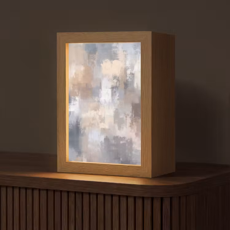 Penseelstreken - Schilderij - Beige Light Box met kabel (Tafellamp) klein -z3d_website