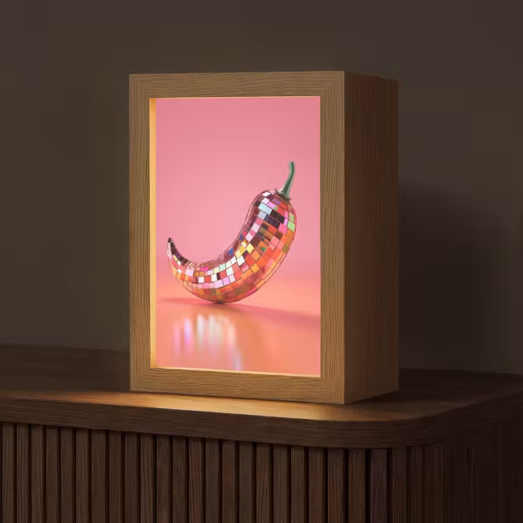 Peper - Disco - Rood - Glitter Light Box met kabel (Tafellamp) klein -z3d_website