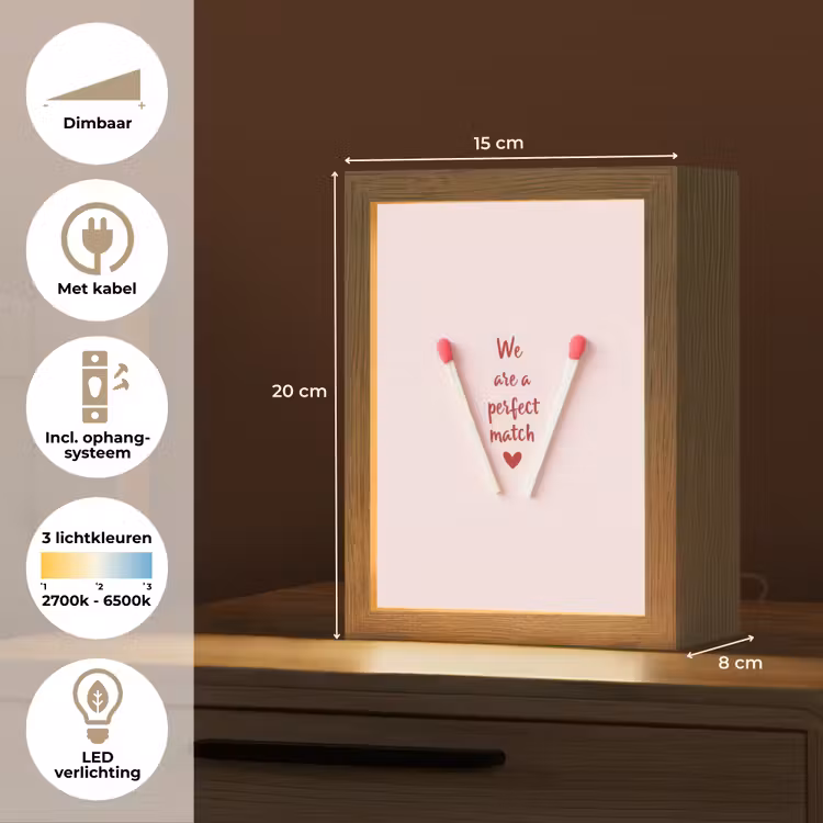 Perfect - Minimalistisch - Valentijn Light Box met kabel (Tafellamp) klein -USP_NL