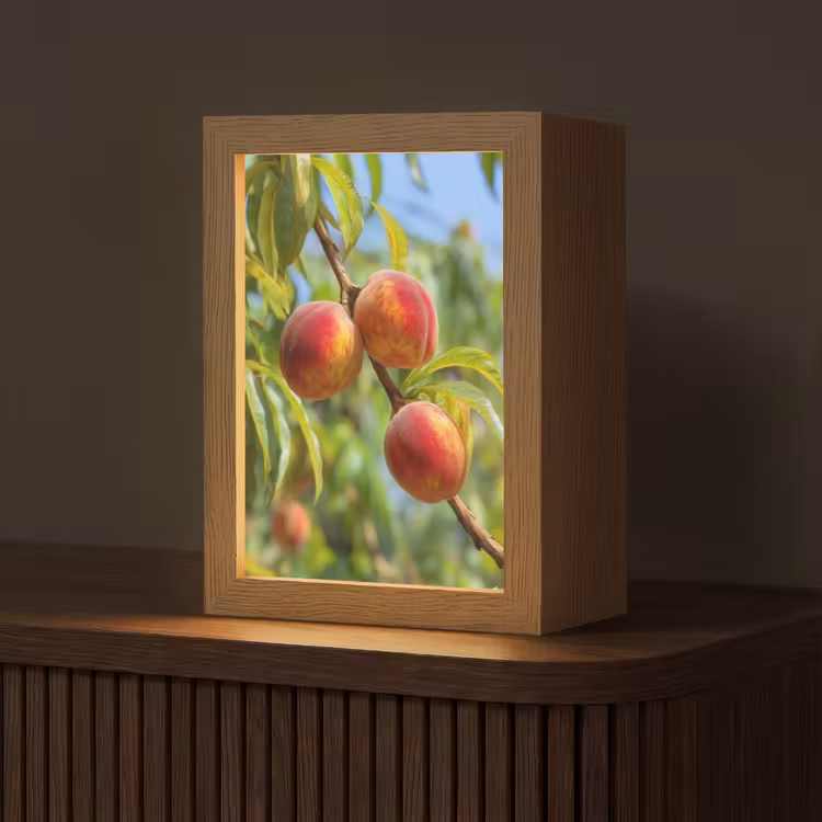 Perzik - Bladeren - Zonlicht Light Box met kabel (Tafellamp) klein -z3d_website