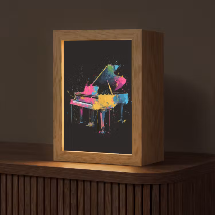 Piano - Kleurrijk - Verf - Modern Light Box met kabel (Tafellamp) klein -z3d_website