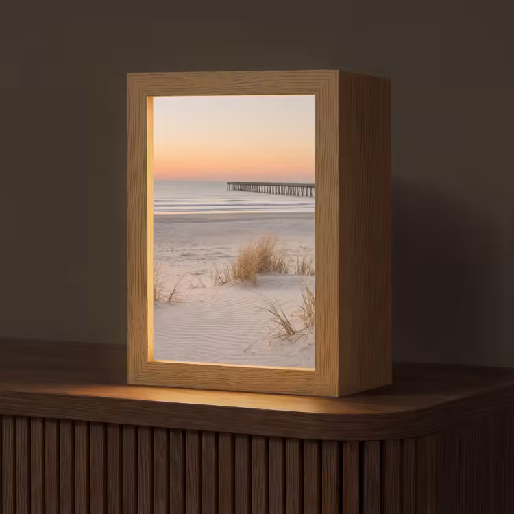 Pier - Zonsondergang - Strand Light Box met kabel (Tafellamp) klein -z3d_website