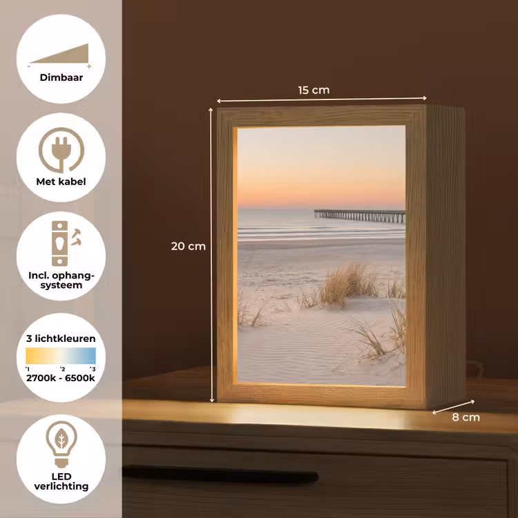 Pier - Zonsondergang - Strand Light Box met kabel (Tafellamp) klein -USP_NL