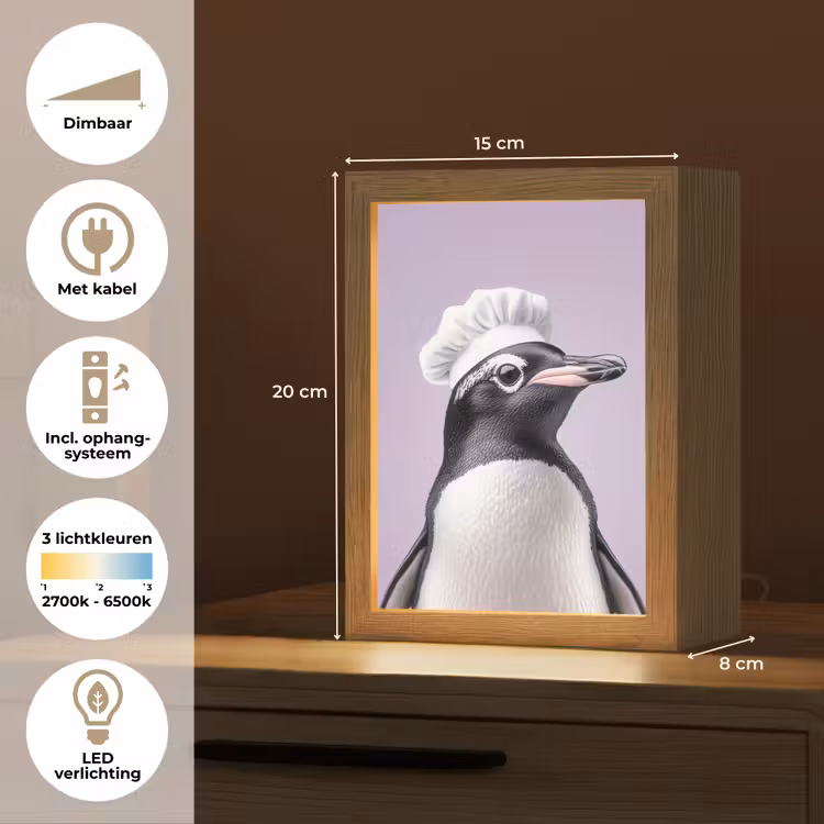 Pinguïn - Koksmuts - Lief - Paars Light Box met kabel (Tafellamp) klein -USP_NL