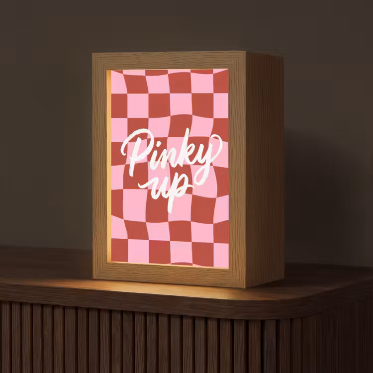 Pinky up - Geblokt - Bordeauxrood Light Box met kabel (Tafellamp) klein -z3d_website