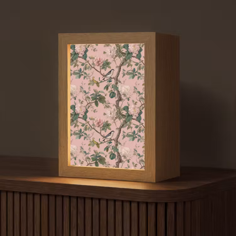 Pioenrozen - Botanisch - Vogel Light Box met kabel (Tafellamp) klein 925 -z3d_website