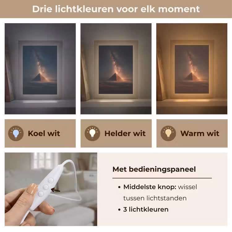Piramide - Woestijn - Licht Light Box met kabel (Tafellamp) klein -USP_lichtkleurNL