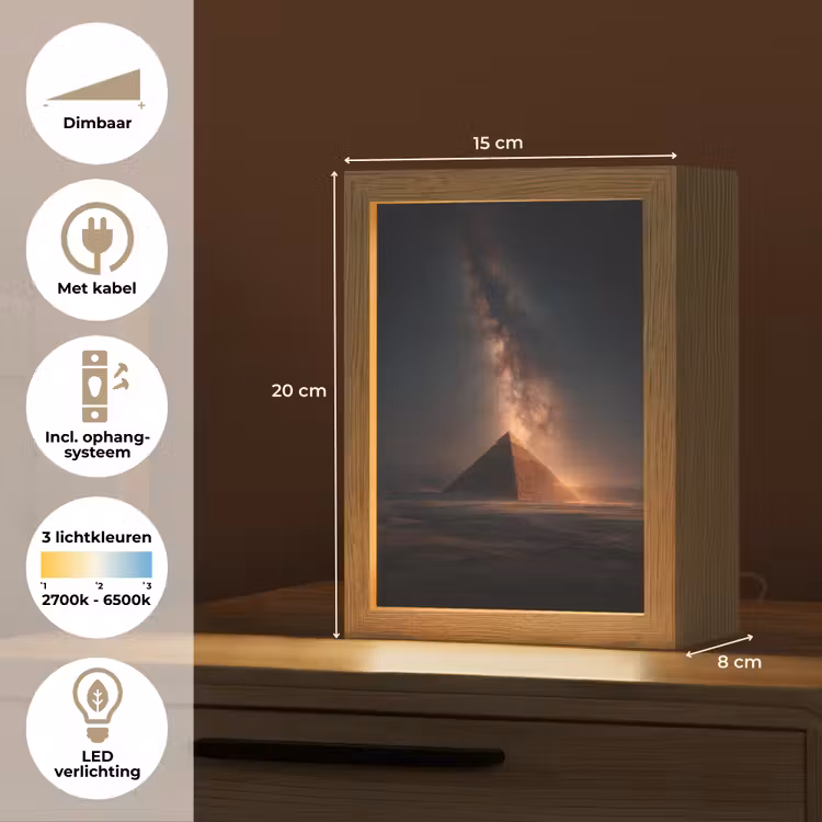 Piramide - Woestijn - Licht Light Box met kabel (Tafellamp) klein -USP_NL