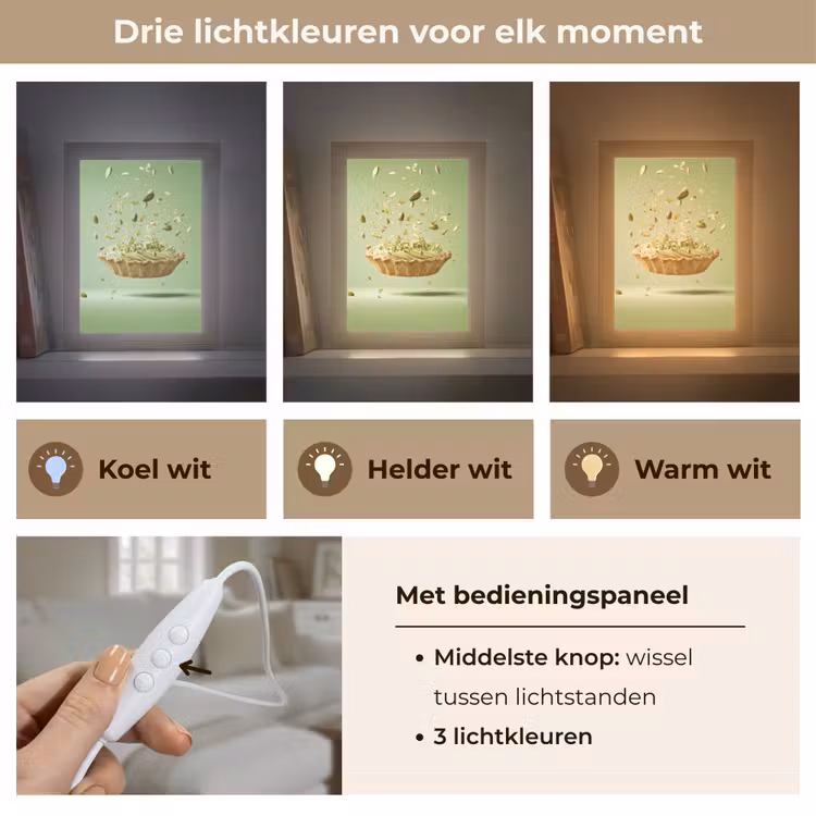 Pistache - Taart - Noten - Eten Light Box met kabel (Tafellamp) klein -USP_lichtkleurNL