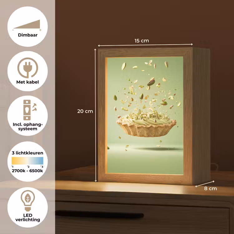 Pistache - Taart - Noten - Eten Light Box met kabel (Tafellamp) klein -USP_NL