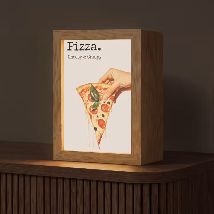 Pizza - Kaas - Pepperoni Light Box met kabel (Tafellamp) klein -z3d_website