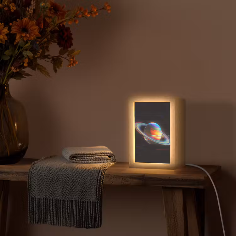 Planeet - Cirkel - Kleurrijk Light Box met kabel (Tafellamp) klein -sfeer4