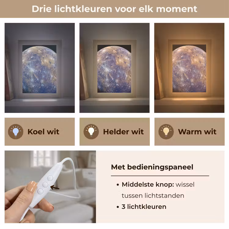 Tafellamp - Planeet - Kraters - Ruimte - Planeet - Kraters - Ruimte Light Box met kabel (Tafellamp) klein