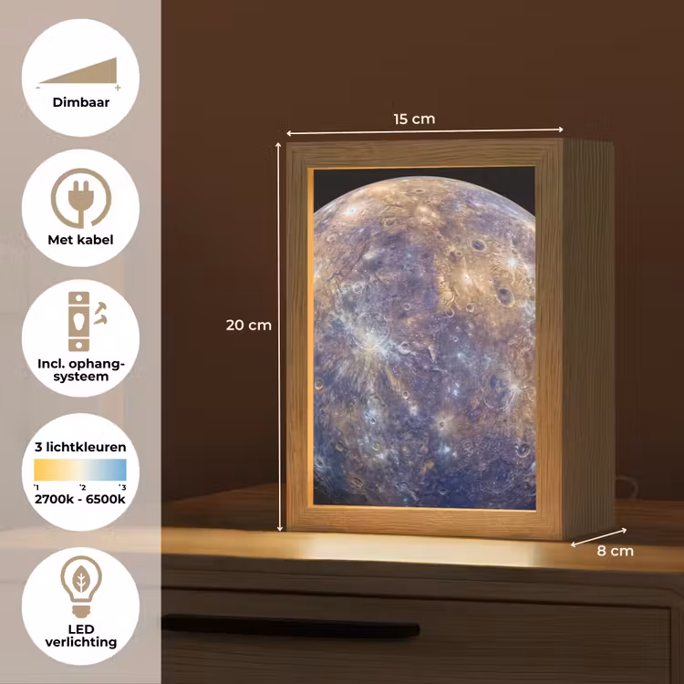 Tafellamp - Planeet - Kraters - Ruimte - Planeet - Kraters - Ruimte Light Box met kabel (Tafellamp) klein