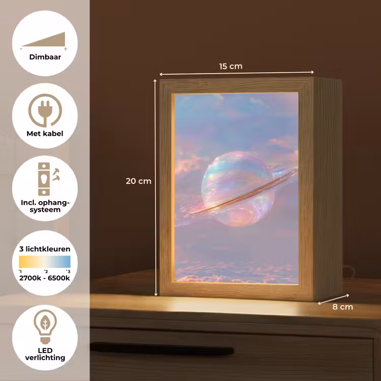 Planeet - Lucht - Wolken - Pasteltinten Light Box met kabel (Tafellamp) klein -USP_NL