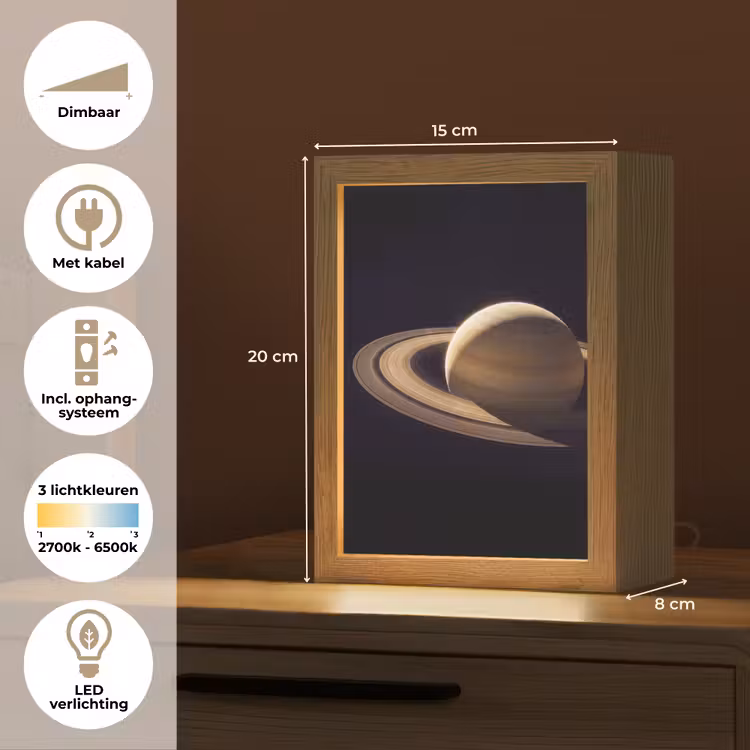 Tafellamp - Planeet - Ringen - Ruimte - Planeet - Ringen - Ruimte Light Box met kabel (Tafellamp) klein