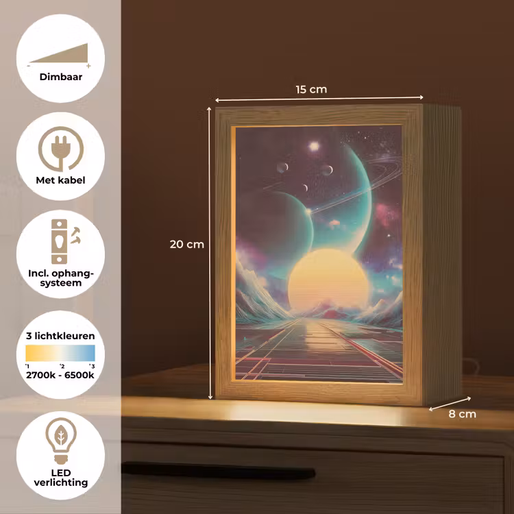 Planeten - Neon - Berglandschap - Zon Light Box met kabel (Tafellamp) klein -USP_NL