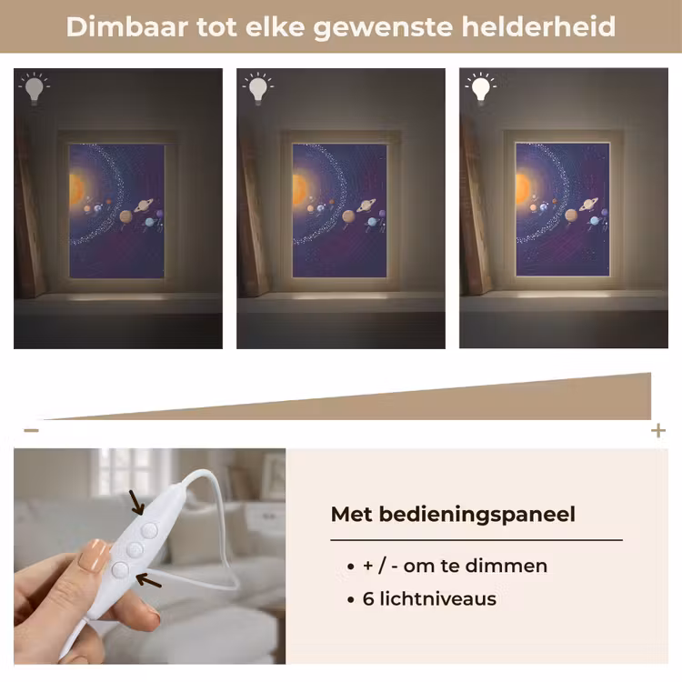 Planetenstelsel - Ruimte - Illustratie Light Box met kabel (Tafellamp) klein -USP_dimbaarNL