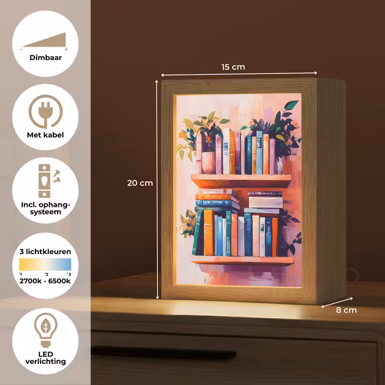 Planken - Boeken - Bladeren Light Box met kabel (Tafellamp) klein -USP_NL