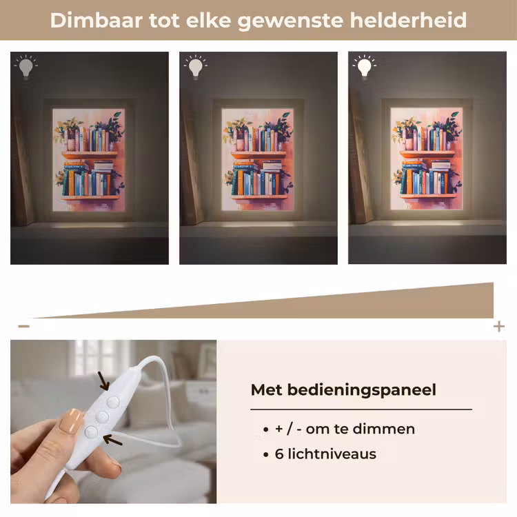 Planken - Boeken - Bladeren Light Box met kabel (Tafellamp) klein -USP_dimbaarNL