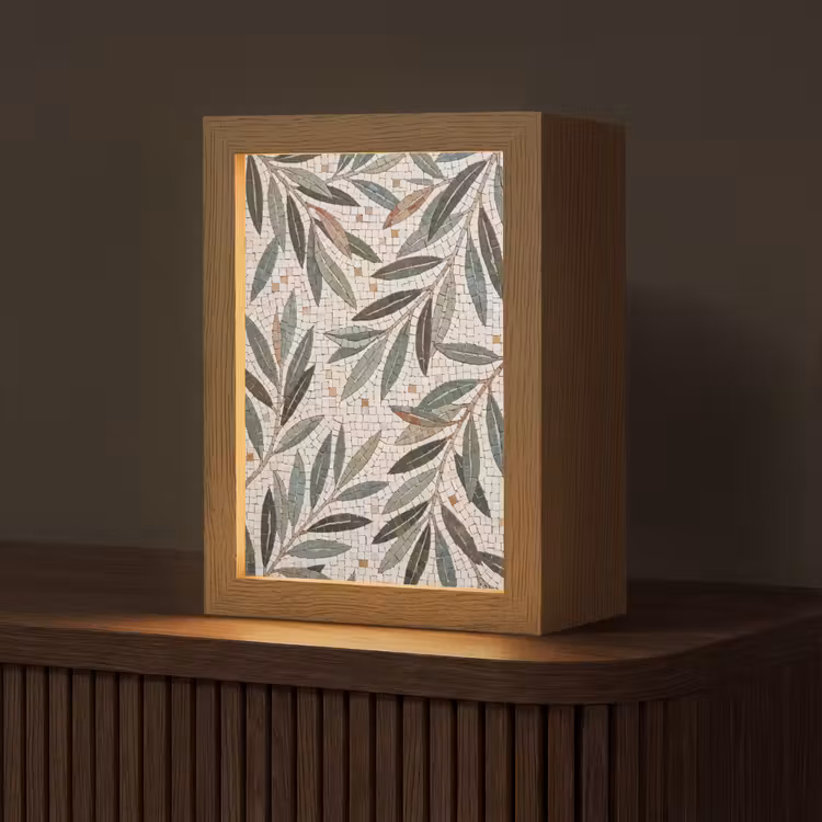 Plant - Blad - Mozaïek - Groen Light Box met kabel (Tafellamp) klein -z3d_website